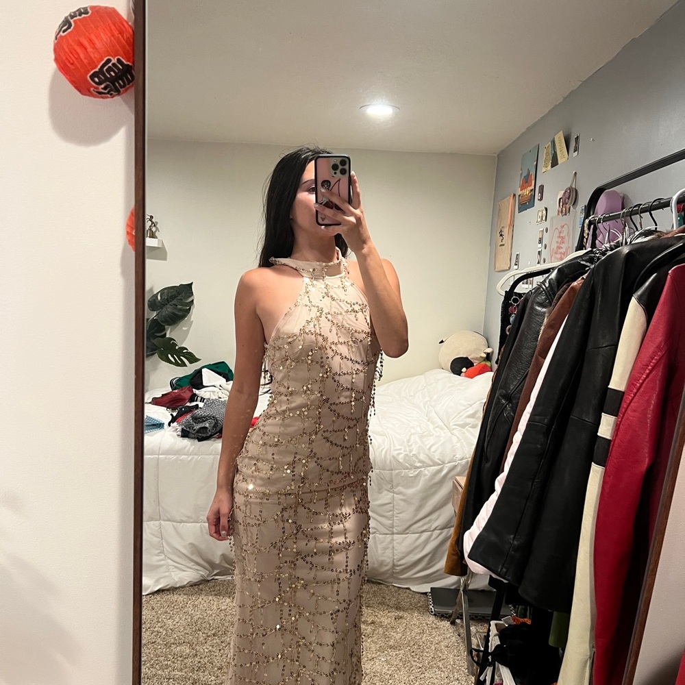 Elegant Cream Beaded Dress